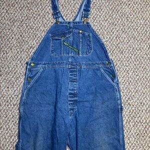 Vtg Key Imperial Mens 46x32 Carpenter Denim Bib Overalls USA Work Farm